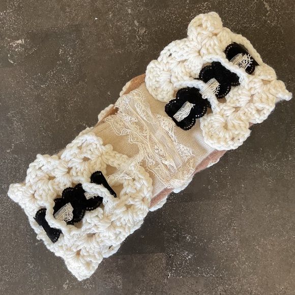 Handmade cashmere lined chunky knit winter ear warmer headband one of a kind - Picture 11 of 12